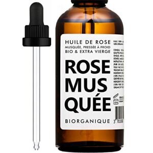 Aceite de Rosa Mosqueta Orgánico - 100% Puro, Natural, Prensado en frio y Orgánico - 50 ml - Cuidado Antienvejecimiento, Piel, Cicatrices y Estrías.