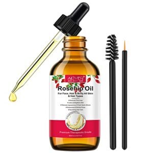 Rosehip seed oil, organic rosehip seed oil anti-aging, prensado en frío natural, sin refinar, para cara, cabello, uñas, cicatrices, todo tipo de piel y cabello