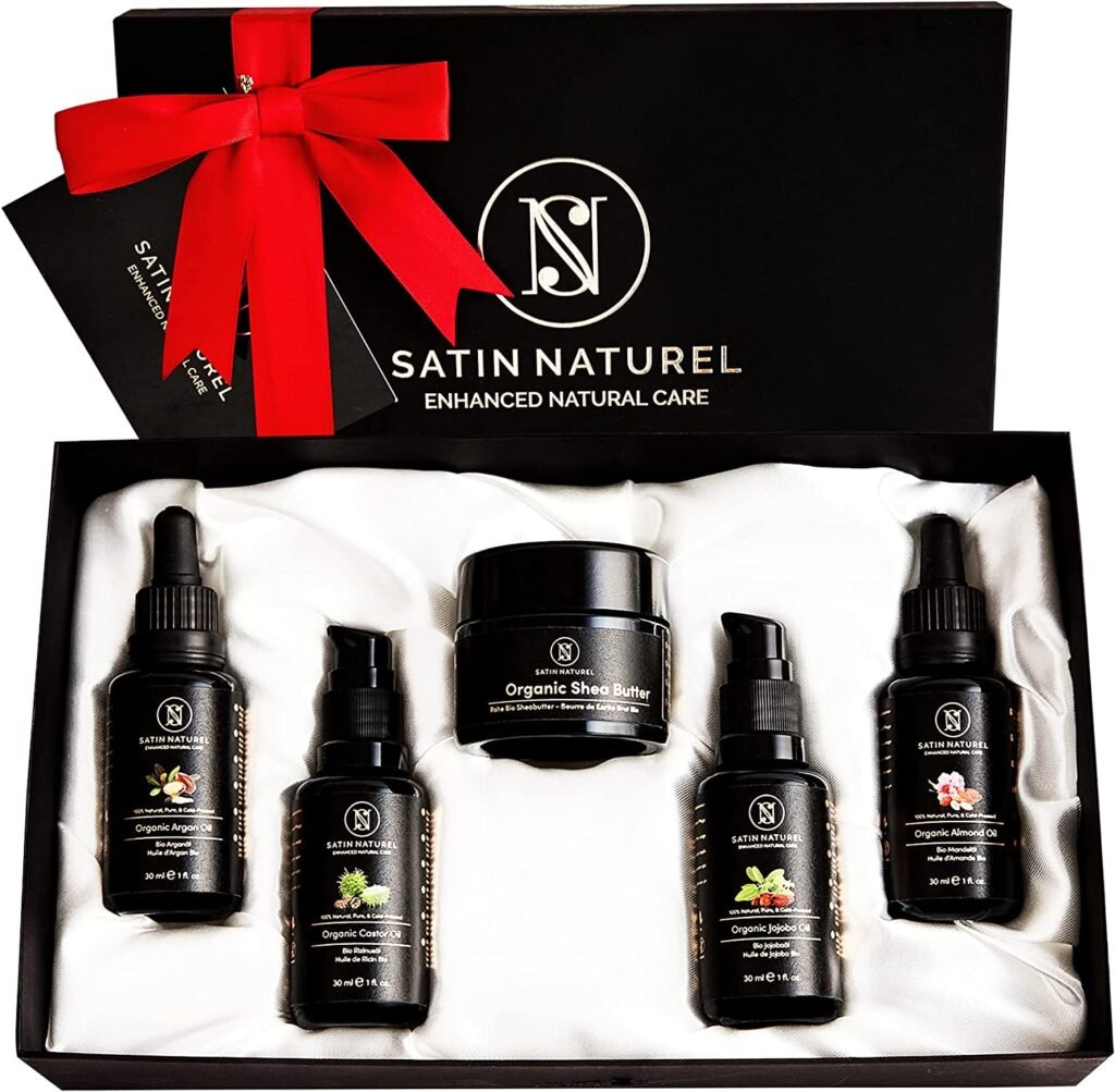 Set de Regalos Originales para Mujer Cuidado del Cuerpo Orgánico 5x30 ml - Manteca de Karite, Aceite de Argan, de Jojoba, de Almendras y de Ricino